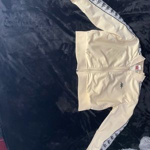 Cream cropped kappa hoodie